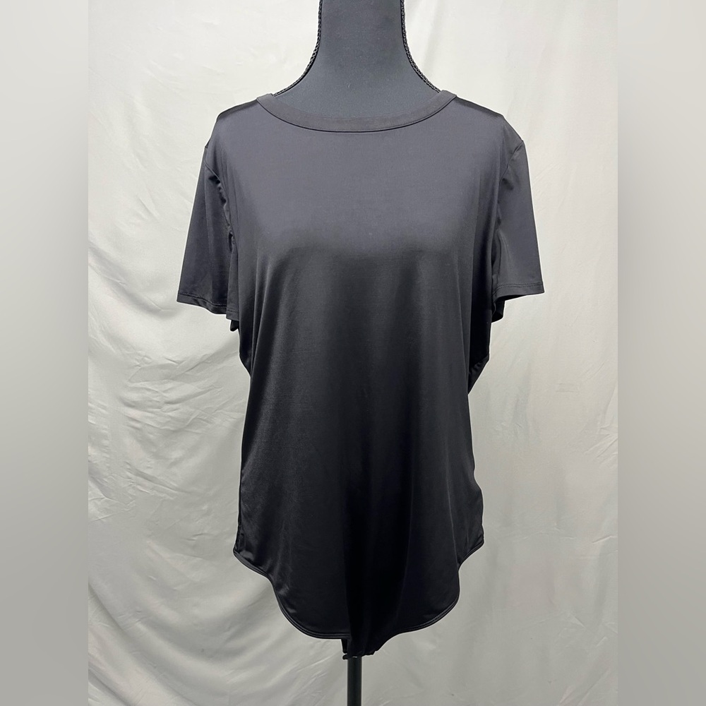 Express shiny Black Short Sleeve Women's Bodysuit